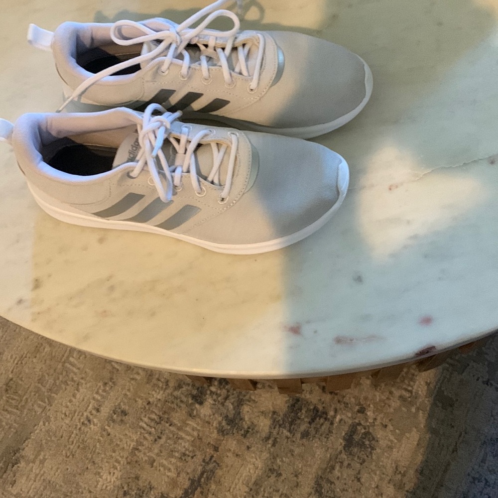Women size 9 white and silver color adidas